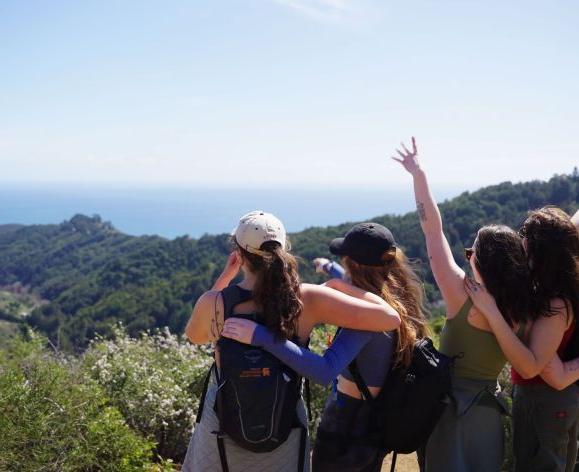 Pacific students look at the scenery at Big Sur